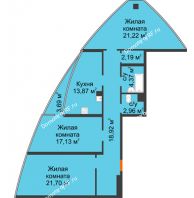 3 комнатная квартира 104,21 м², ЖК Atlantis (Атлантис) - планировка