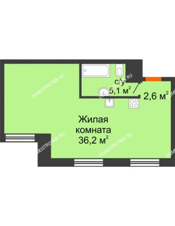Студия 43,9 м² - Комплекс апартаментов KM TOWER PLAZA (КМ ТАУЭР ПЛАЗА)