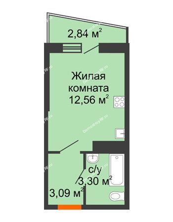 1 комнатная квартира 20,37 м² в ЖК Волна-1, дом 2 очередь (секция 4)