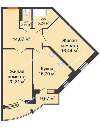 2 комнатная квартира 80,57 м² в ЖК Краснодар Сити, дом Литер 4