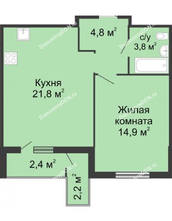 1 комнатная квартира 47,2 м² - ЖК Доломановский	