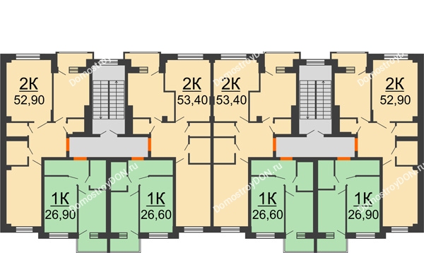 Планировка 2 этажа в доме № 43 в ЖК Новая Пальмира