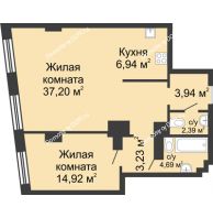 2 комнатная квартира 73,31 м², ЖК Гранд Панорама - планировка