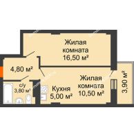 2 комнатная квартира 41,55 м² в ЖК Сокол Градъ, дом Литер 3 - планировка