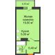 Студия 34,43 м² в ЖК Сокол на Оганова, дом Литер 1 - планировка
