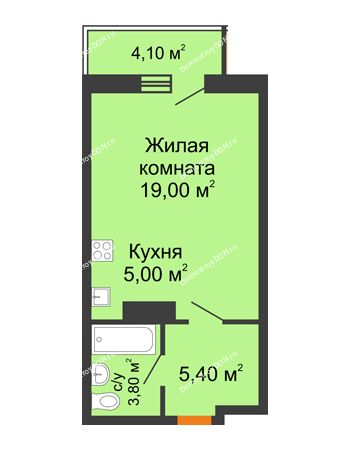 Студия 34,43 м² в ЖК Сокол на Оганова, дом Литер 2