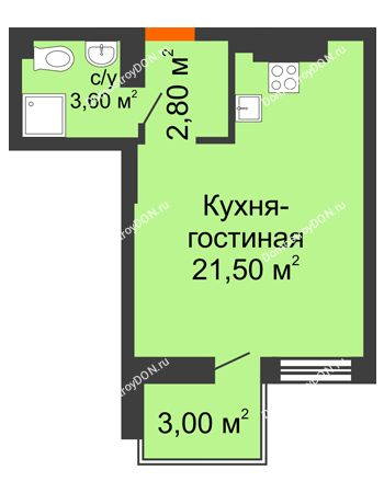 Студия 30,9 м² в ЖК Екатерининский, дом № 2в