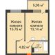 2 комнатная квартира 46,38 м² в ЖК Гвардейский 3.0, дом Секция 2 - планировка
