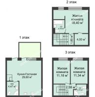4 комнатный таунхаус 102 м² в КП Прага, дом № 6 (от 90 до 113 м2) - планировка