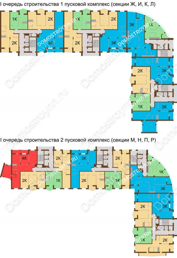 Планировка 9 этажа в доме № 89, корп. 1, 2 в ЖК Монолит