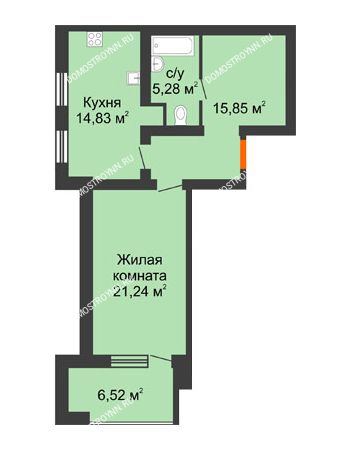 1 комнатная квартира 60,46 м² в ЖК Свобода, дом 2 очередь