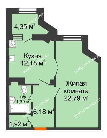 1 комнатная квартира 49,64 м² в ЖК Дом на Провиантской, дом № 12