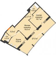 2 комнатная квартира 67,4 м² в Архитектурный Ансамбль Вознесенский, дом Дом Собенникова - планировка