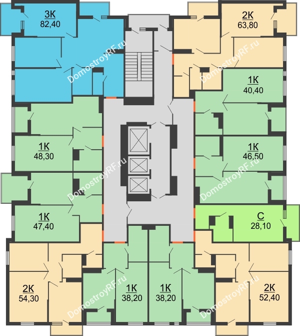 Планировка 4 этажа в доме Литер 2 в ЖК Квартет