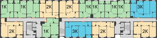 Планировка 2 этажа в доме № 3 в ЖК Квартет