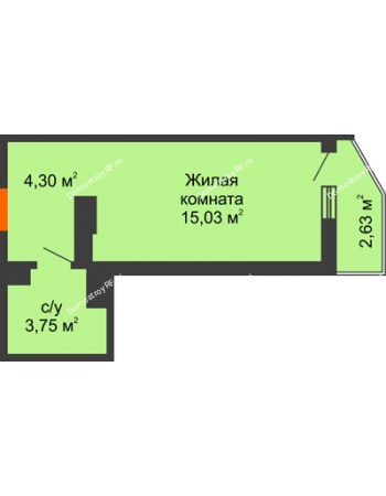 Студия 23,86 м² в ЖК Семейный парк, дом Литер 2