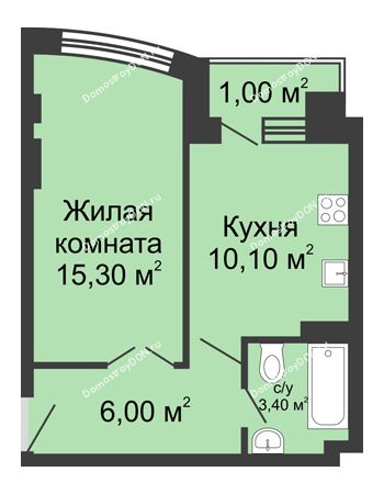 1 комнатная квартира 35,8 м² - ЖК Дом 35 Линия