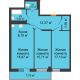 3 комнатная квартира 79,57 м² в ЖК Сокол на Оганова, дом Литер 1 - планировка