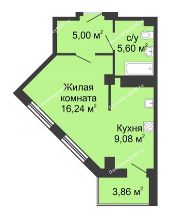 Студия 37,85 м² в ЖК Мега, дом № 2