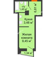 Студия 24,12 м² в ЖК Рубин, дом Литер 3 - планировка