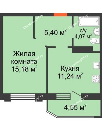 1 комнатная квартира 38,17 м² в Семейный квартал Достояние, дом Литер 1