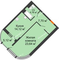 1 комнатная квартира 52,78 м² в ЖК Краснодар Сити, дом Литер 3 - планировка