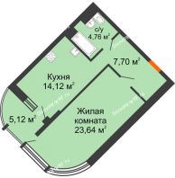 1 комнатная квартира 52,78 м² в ЖК Краснодар Сити, дом Литер 4 - планировка