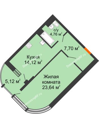 1 комнатная квартира 52,78 м² в ЖК Краснодар Сити, дом Литер 3