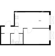1 комнатная квартира 39,8 м² в ЖК Савин парк, дом корпус 8 - планировка