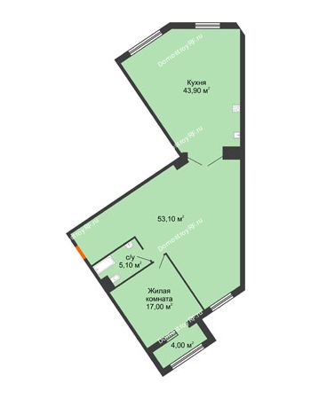 1 комнатная квартира 122,2 м² - ЖК ROLE CLEF