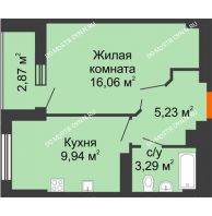 1 комнатная квартира 35,96 м², ЖК Орбита - планировка