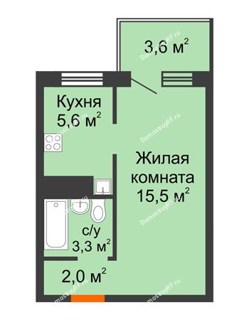 1 комнатная квартира 27,5 м² в ЖК Серебряный, дом № 3